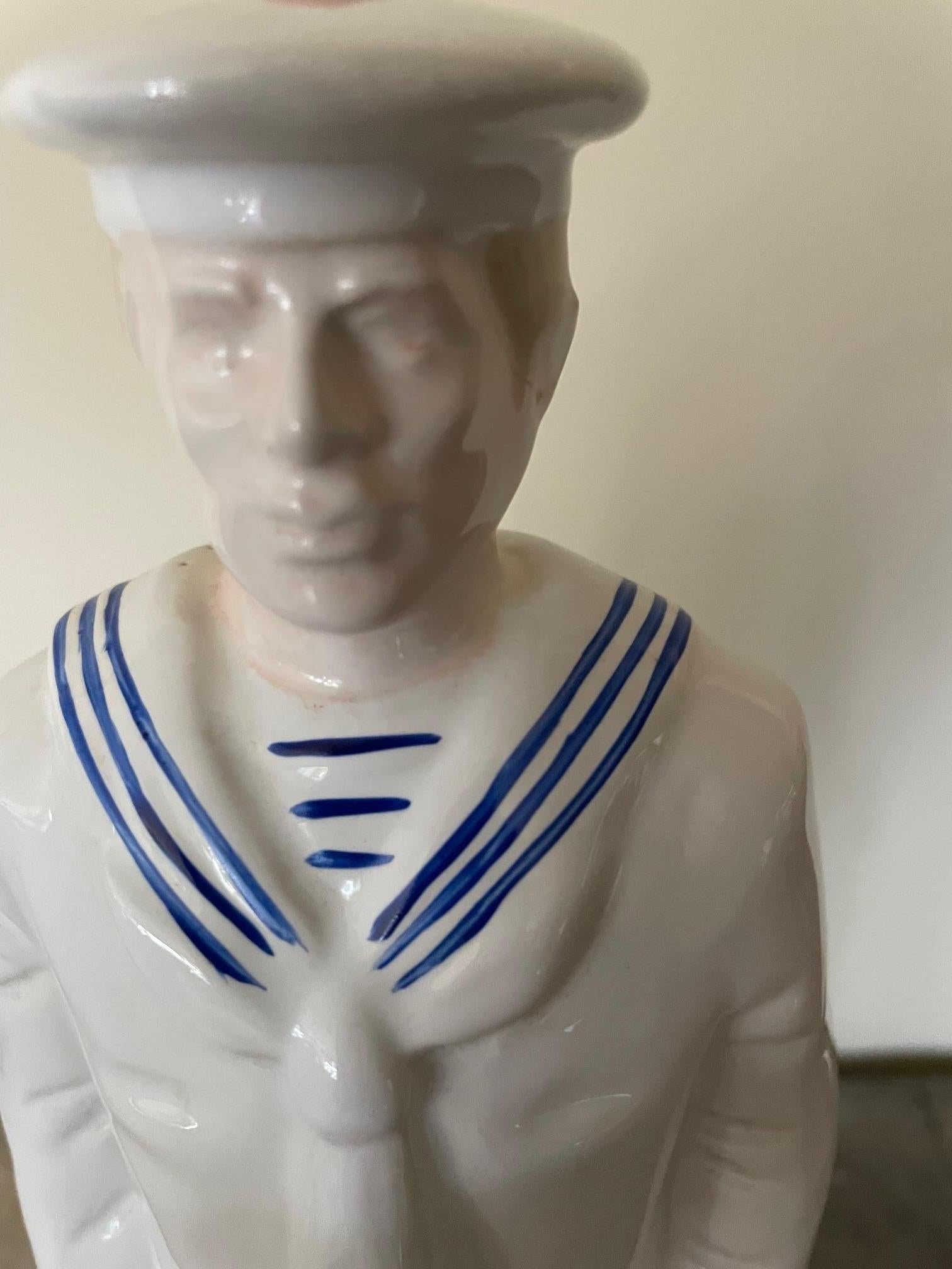 Mid-20th Century Statuette of a sailor in faience For Sale