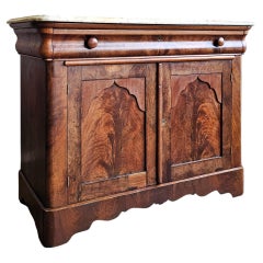 19th Century American Empire Walnut Marble Top Washstand Side Cabinet