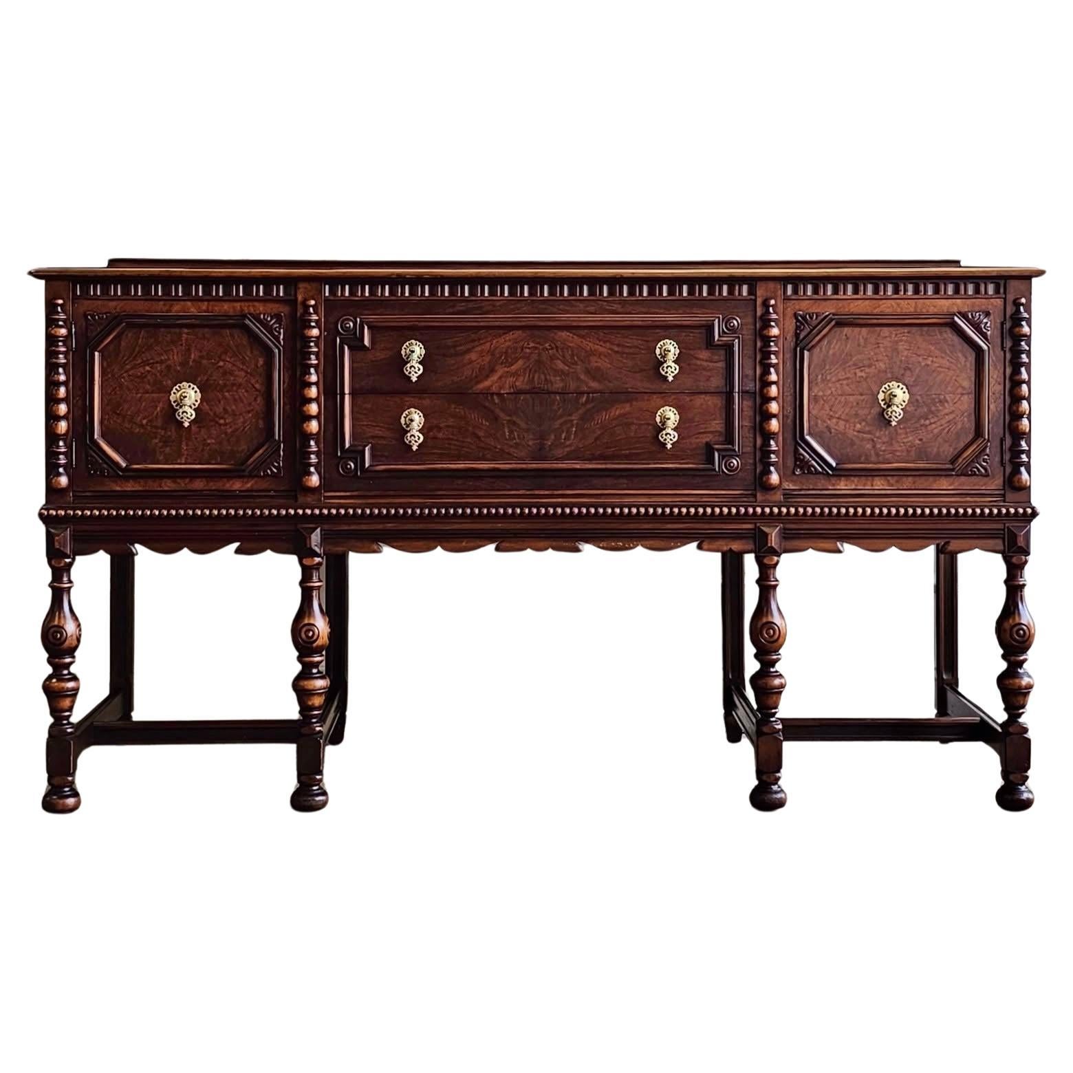 Jacobean Revival Berkey & Gay Walnut Buffet For Sale