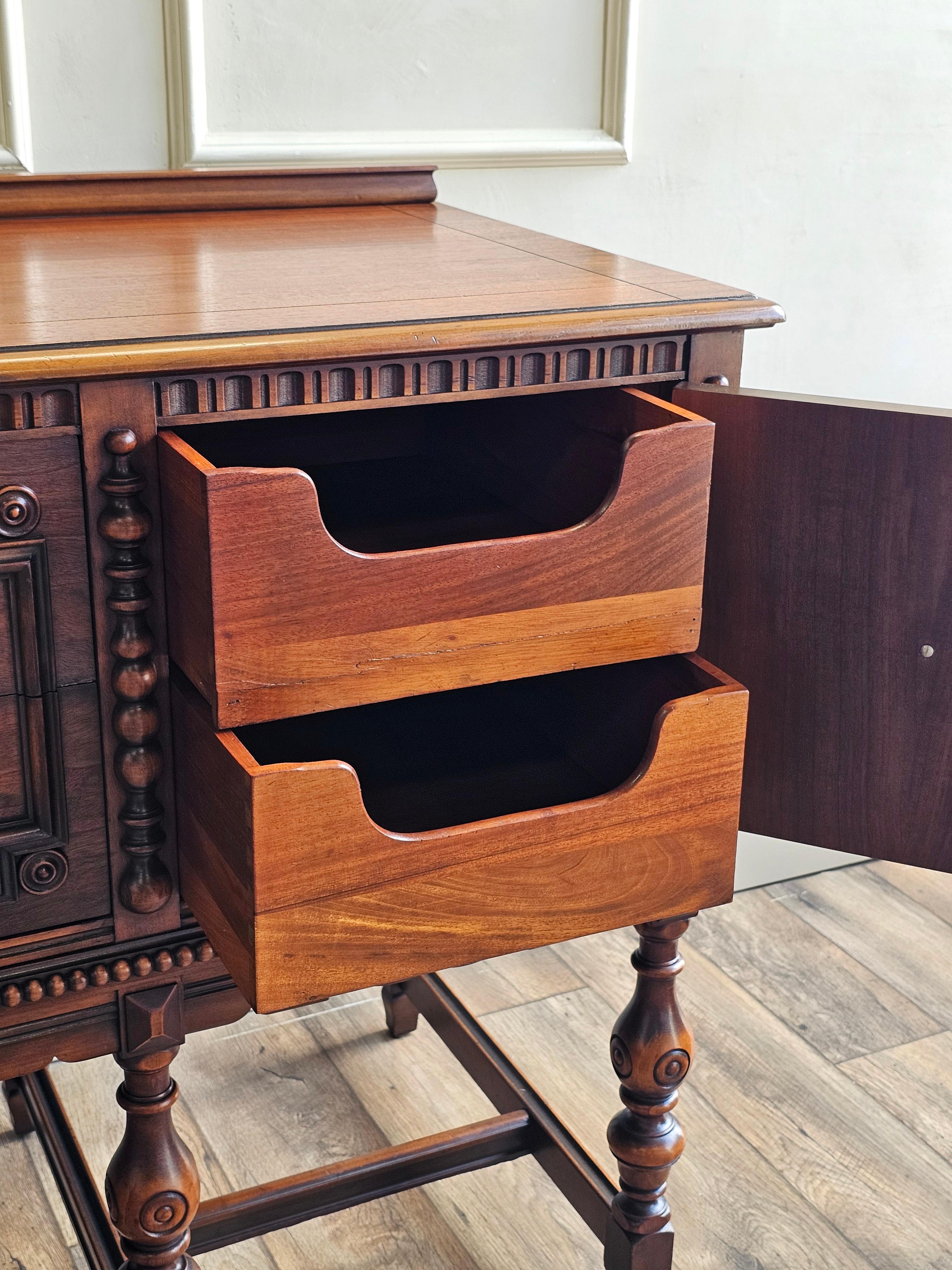 Jacobean Revival Berkey & Gay Walnut Buffet For Sale 1