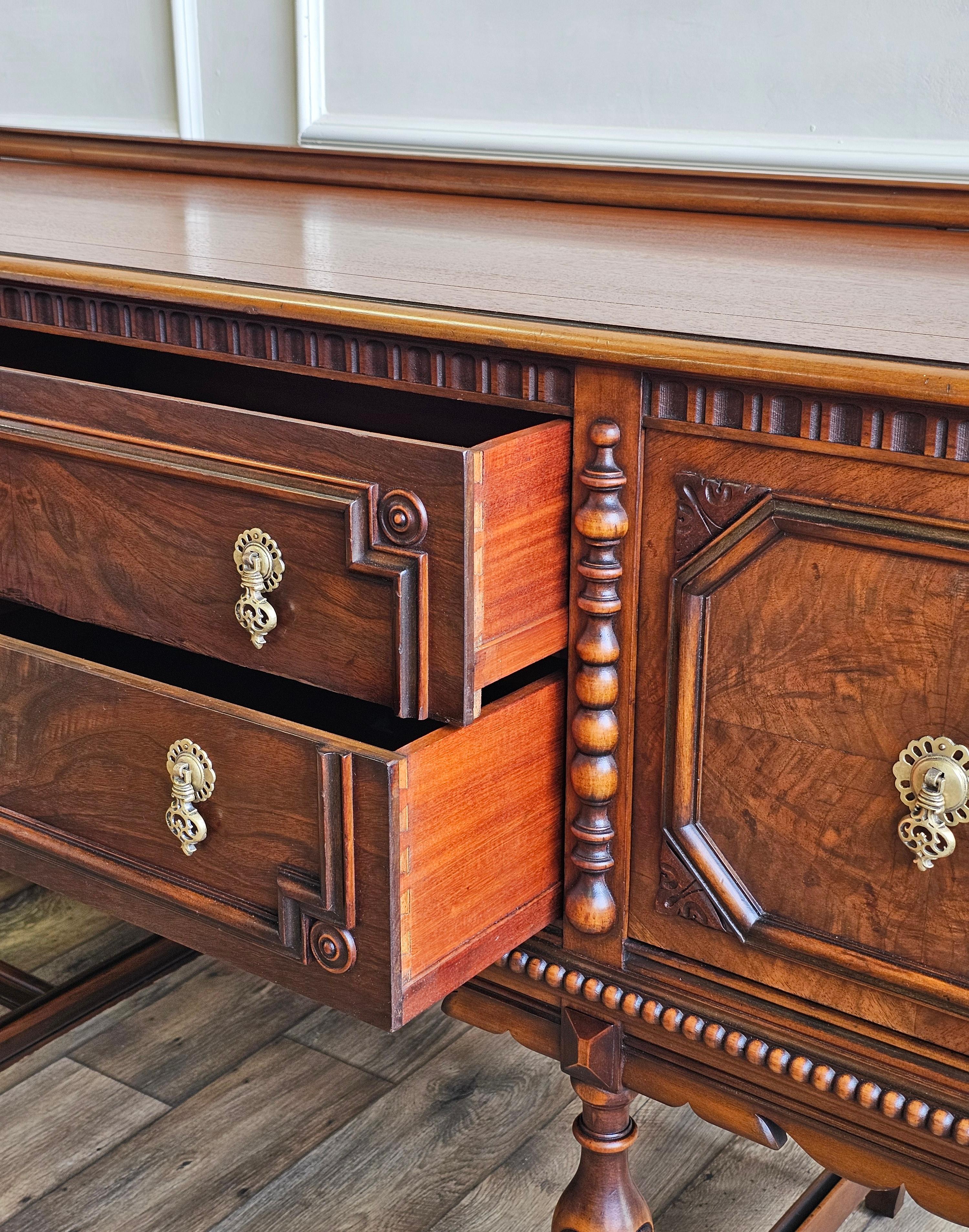 Jacobean Revival Berkey & Gay Walnut Buffet For Sale 4