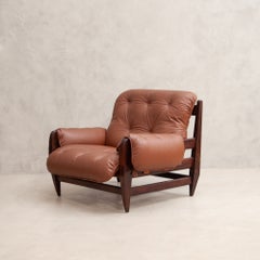 Jean Gillon “Rodeio” Lounge Chair in Solid wood and Leather, Brazil, 1960s