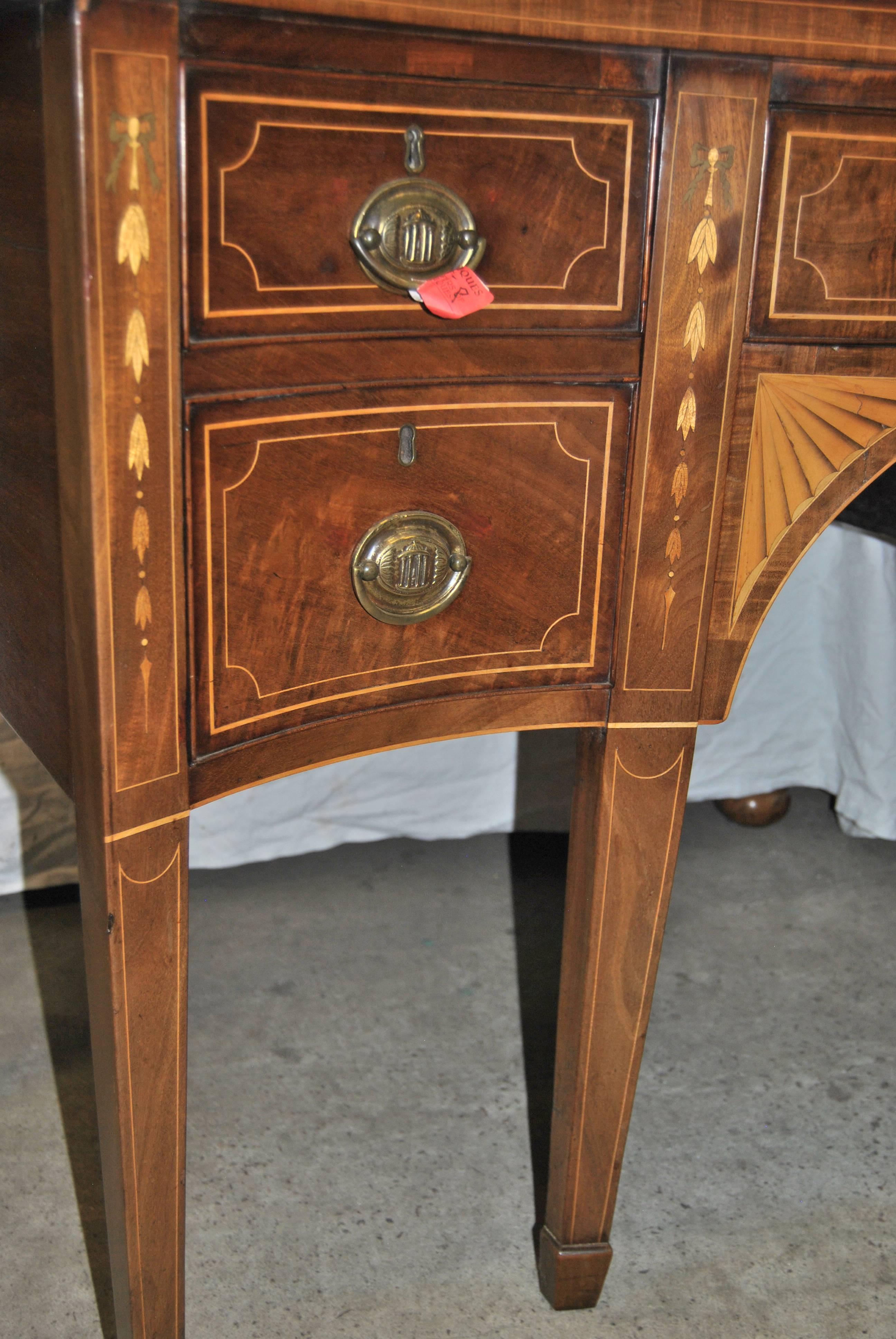 19th Century English Inlayed Mahogany Sideboard In Excellent Condition In Savannah, GA