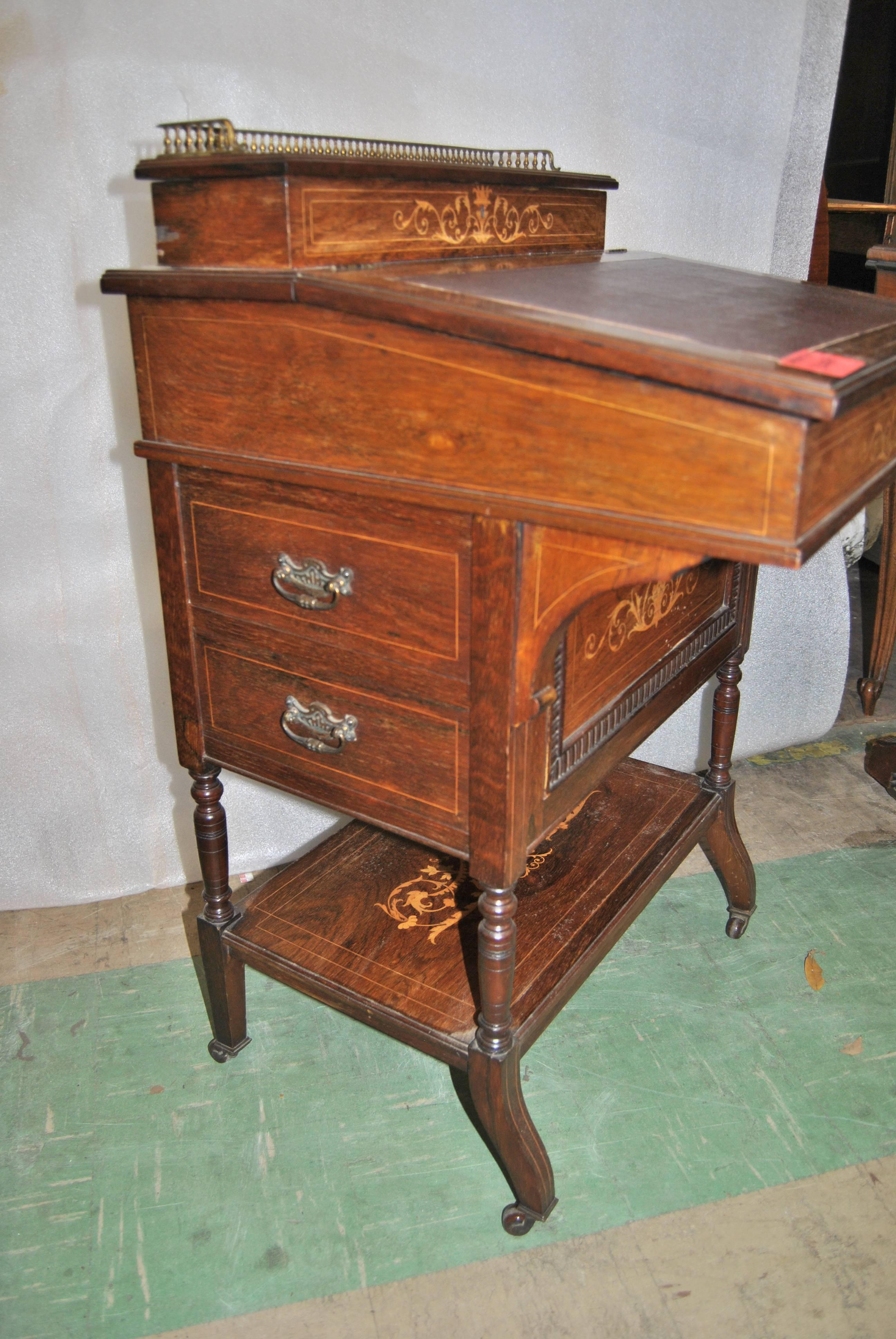 Late 19th Century 19th Century English Rosewood Davenport Desk