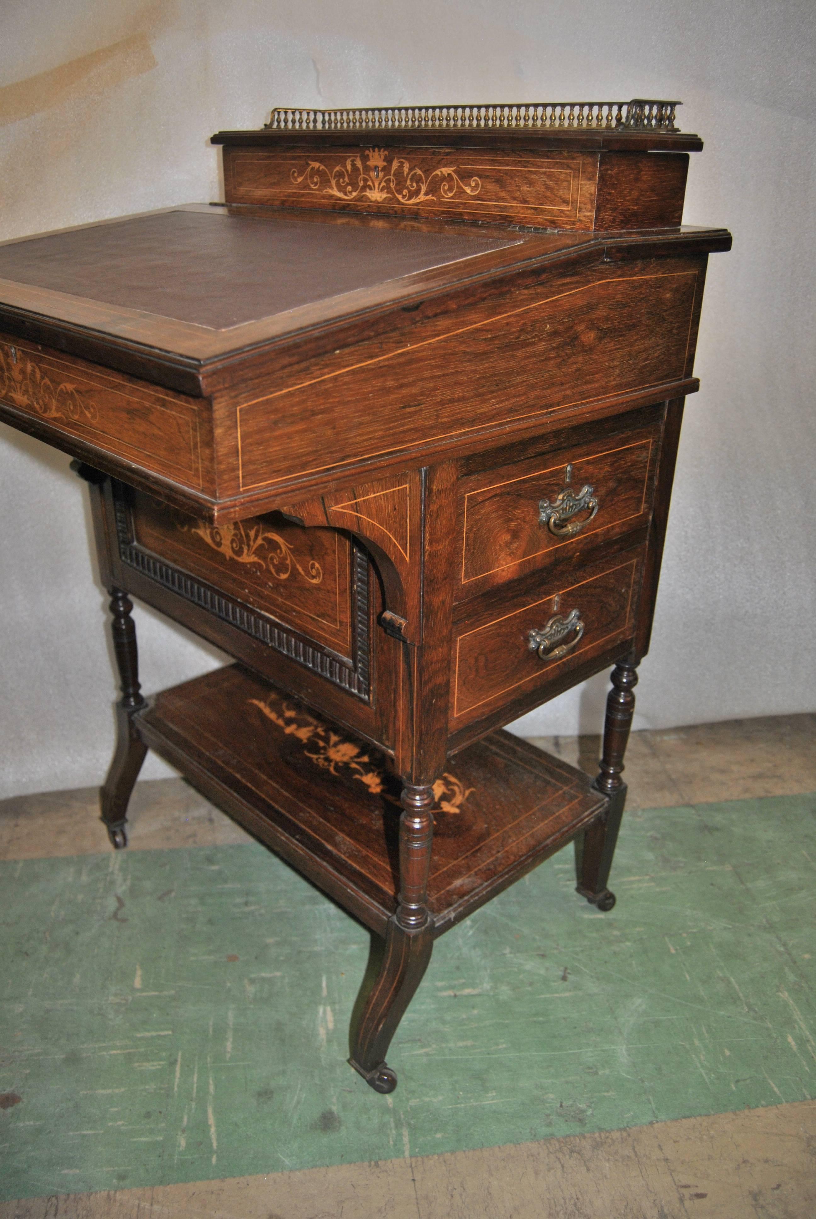 19th Century English Rosewood Davenport Desk 1
