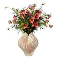 Large Painterly Pink - White Ceramic Vessel Lost Quarry Handcrafted Modern Vase