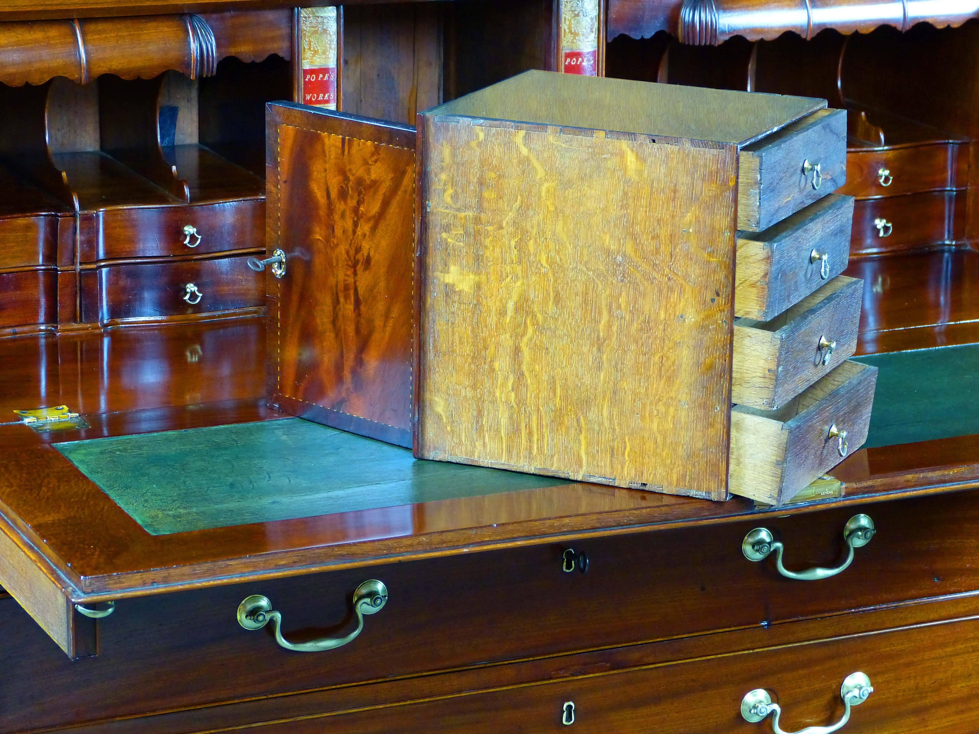 English Bureau Desk 18th Century Georgian with Secret Compartments Cuban Mahogany 