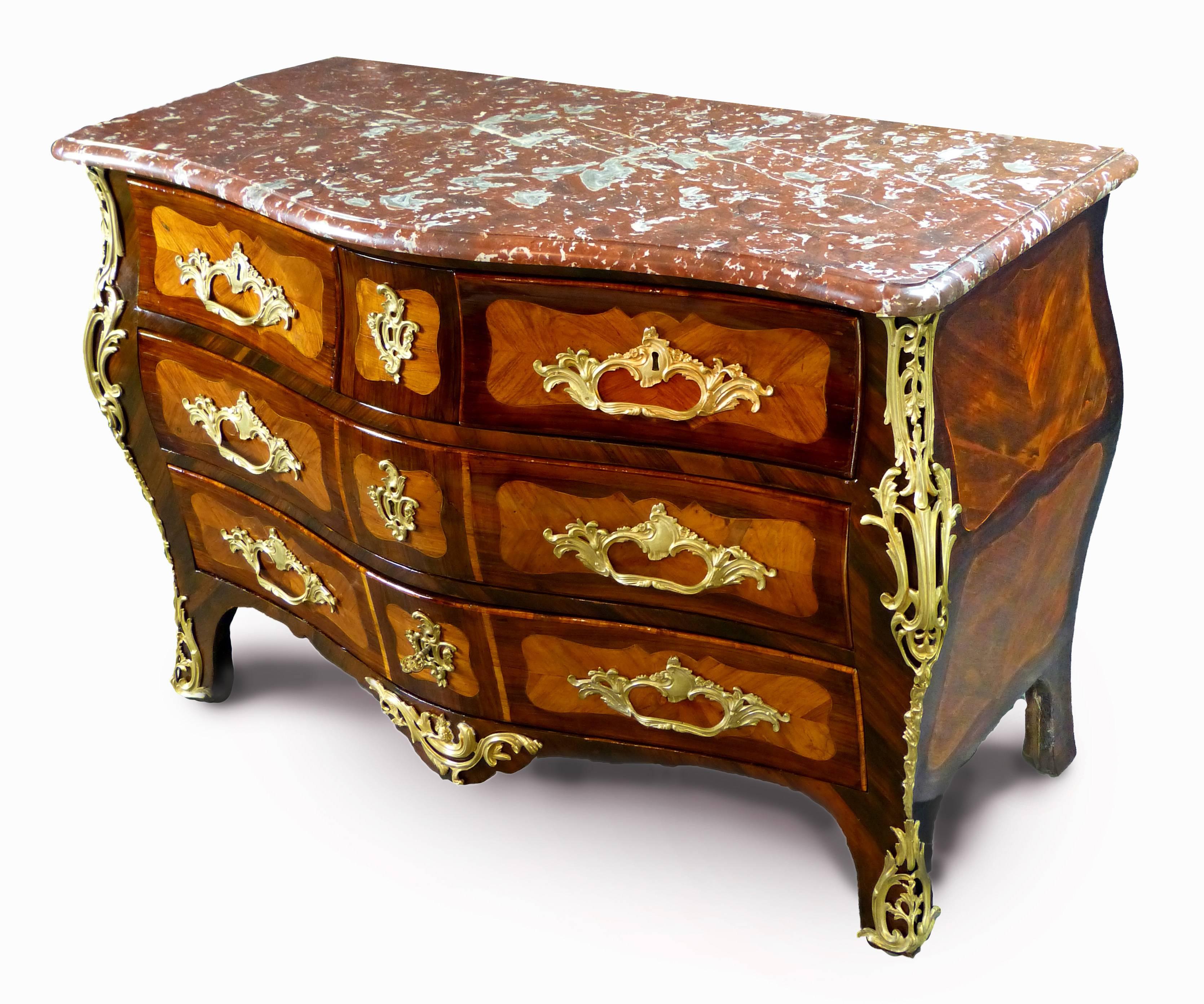 Veneer Commode Louis XV  Period Stamped of J Lebas, Master in 1756 