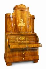 Early 19th Century Danish Biedermeier Secretary with Cylinder Top Bureau