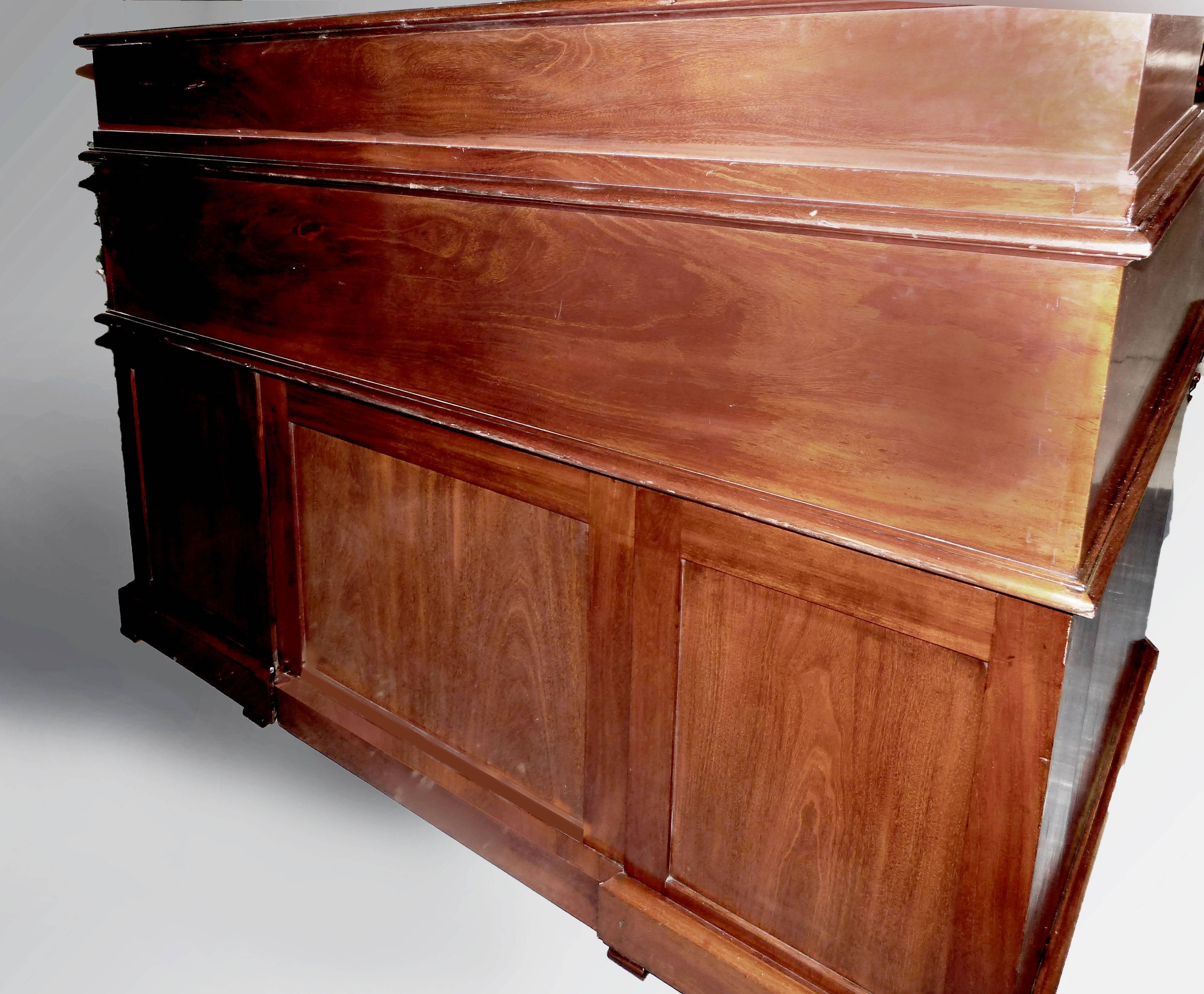 Mahogany  19th Century French Bureau Double Action Piano Top 4 Sided For Sale