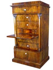 19th Century Biedermeier Tall Commode Chest of Drawers with Secretaire