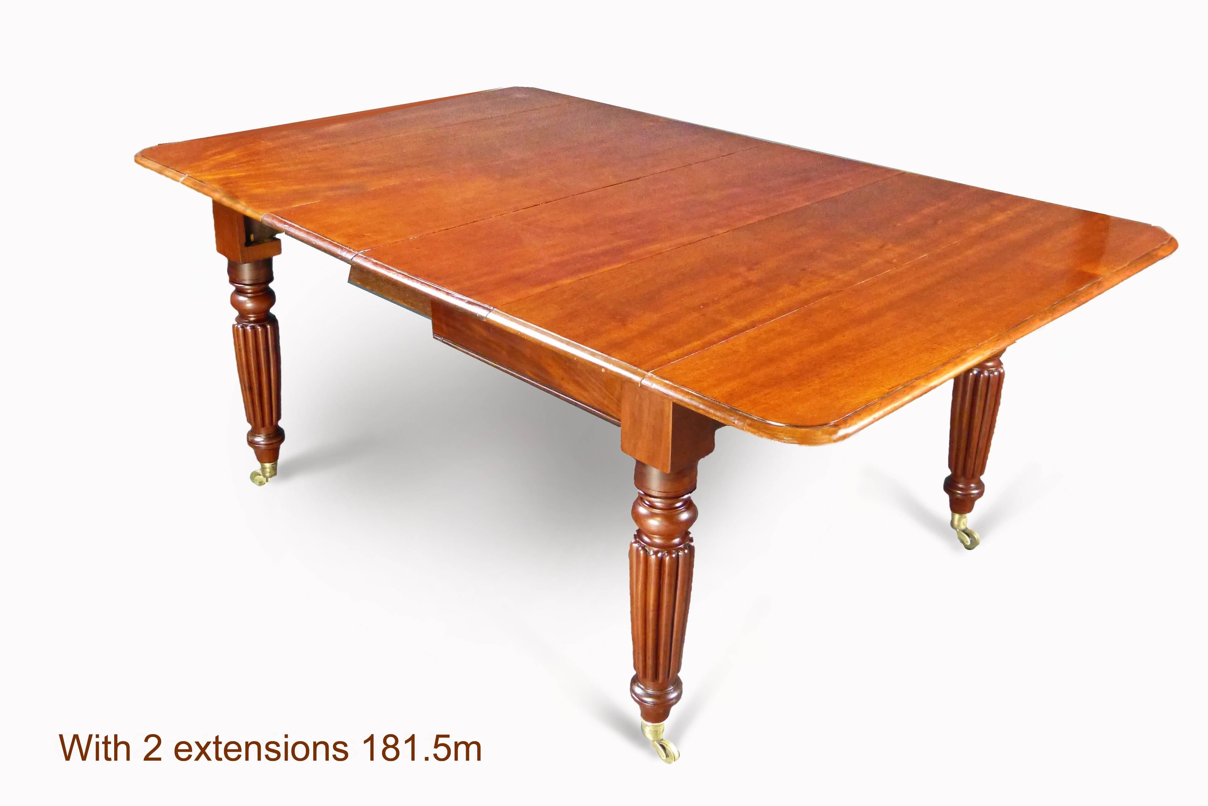 William IV Dining Table Compact Drop-Leaf and Extendable 19th Century Solid Mahogany