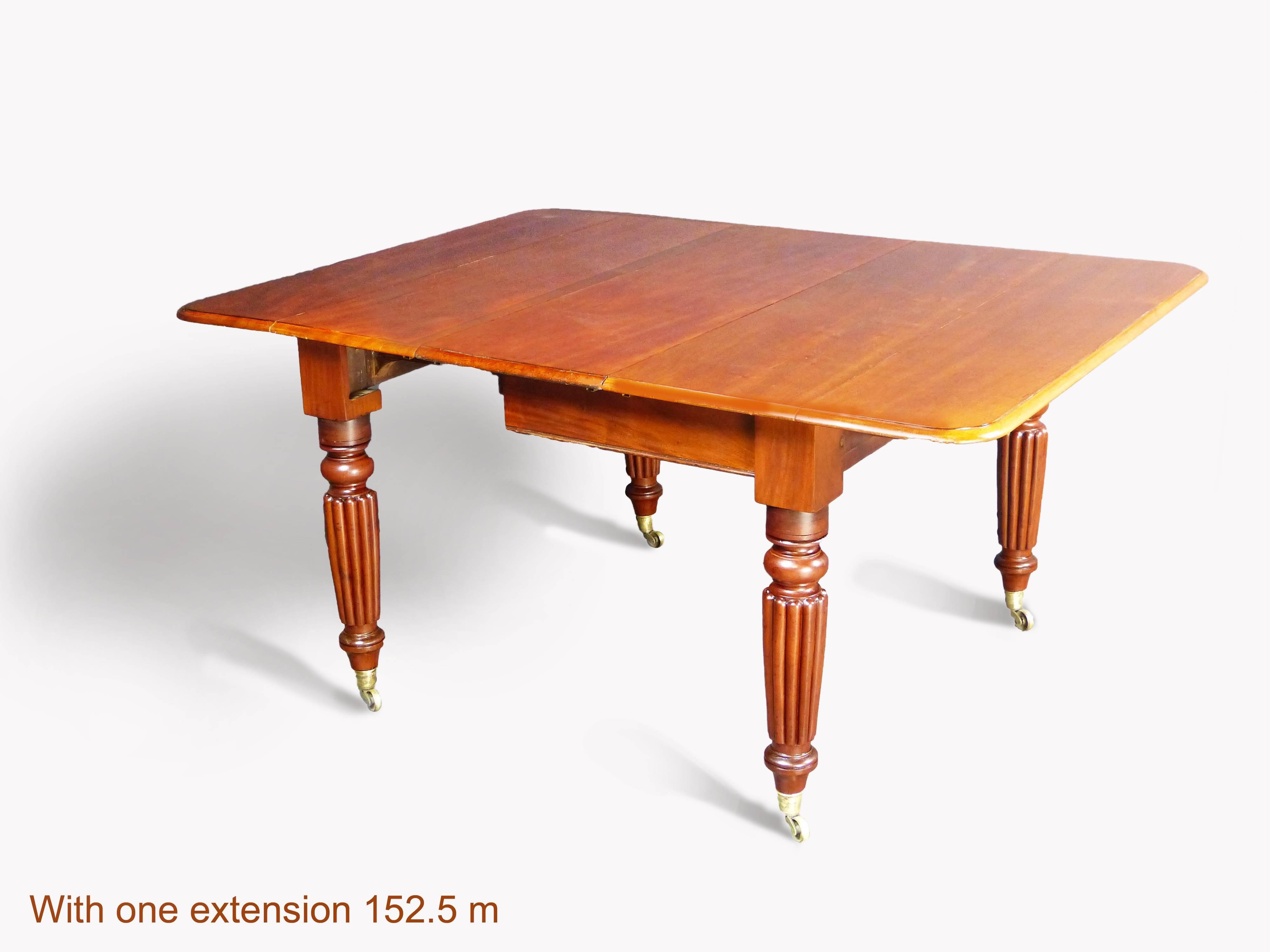 English Dining Table Compact Drop-Leaf and Extendable 19th Century Solid Mahogany