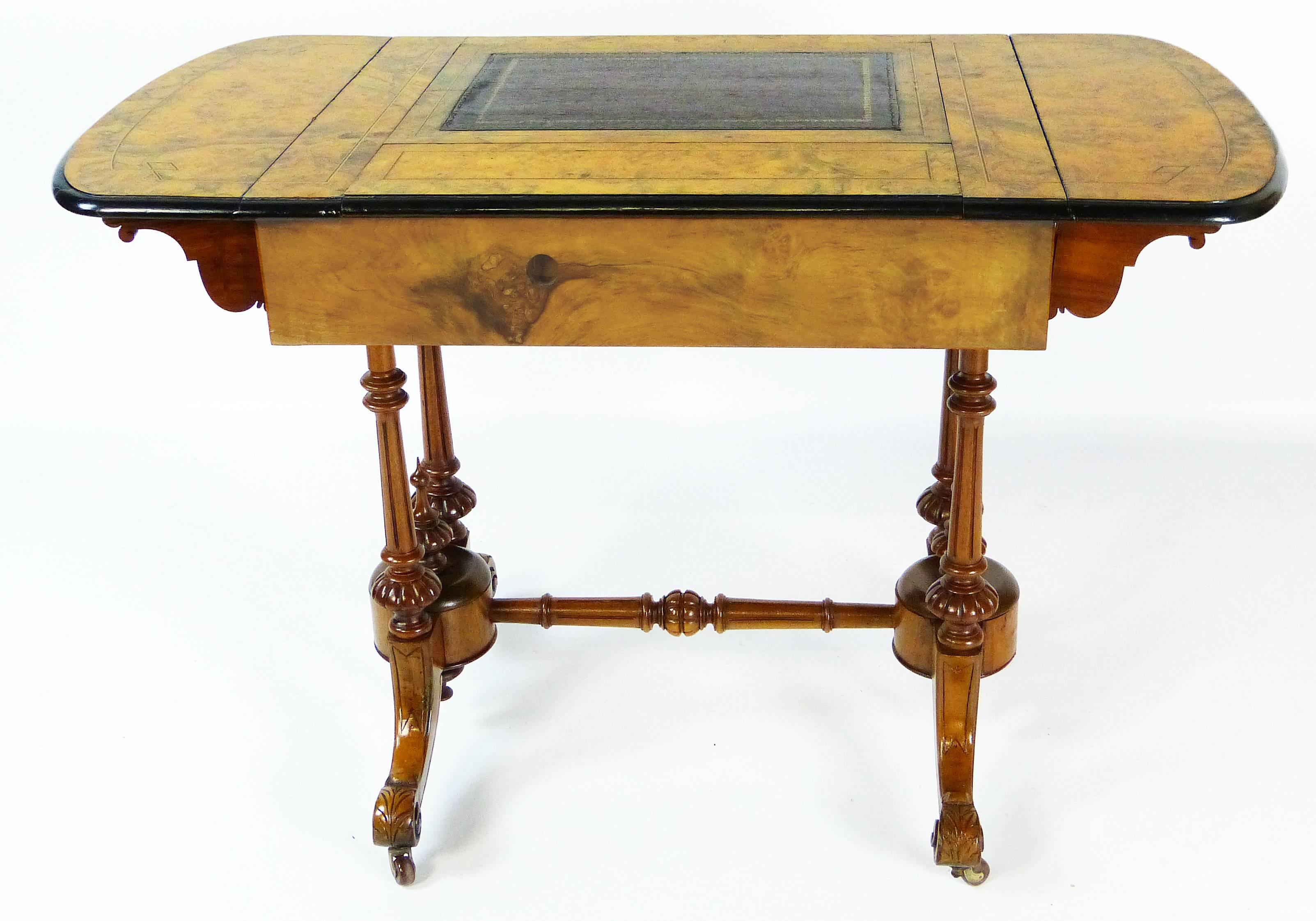 Victorian Davenport Type Desk Rising Lectern Ebony inlaid Burr Walnut  2