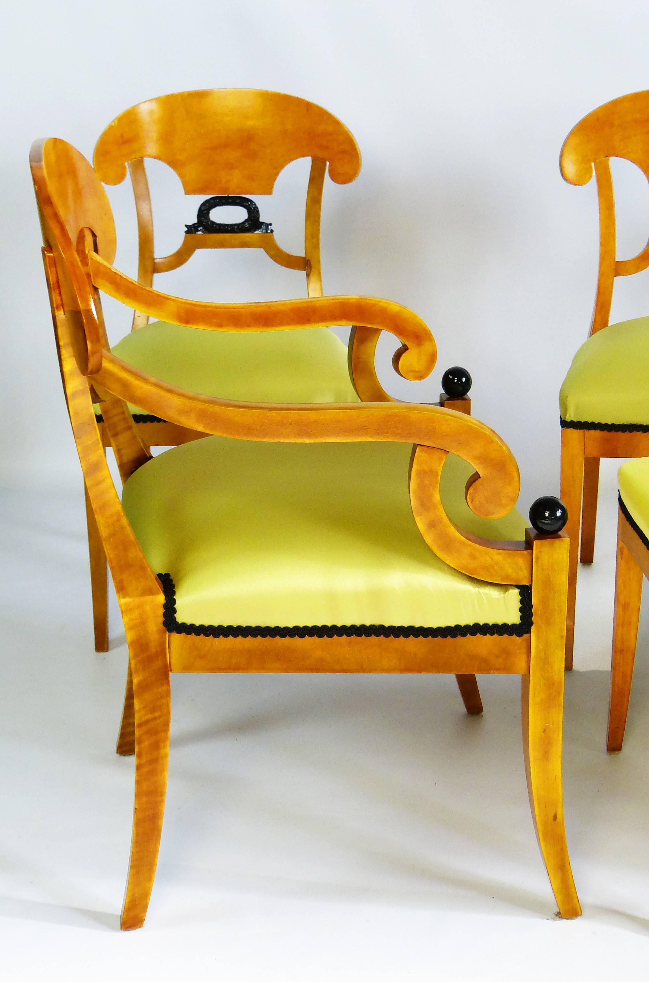 Dining Chair Set of Six 19th Century Swedish Biedermeier Karl Johan Period 4
