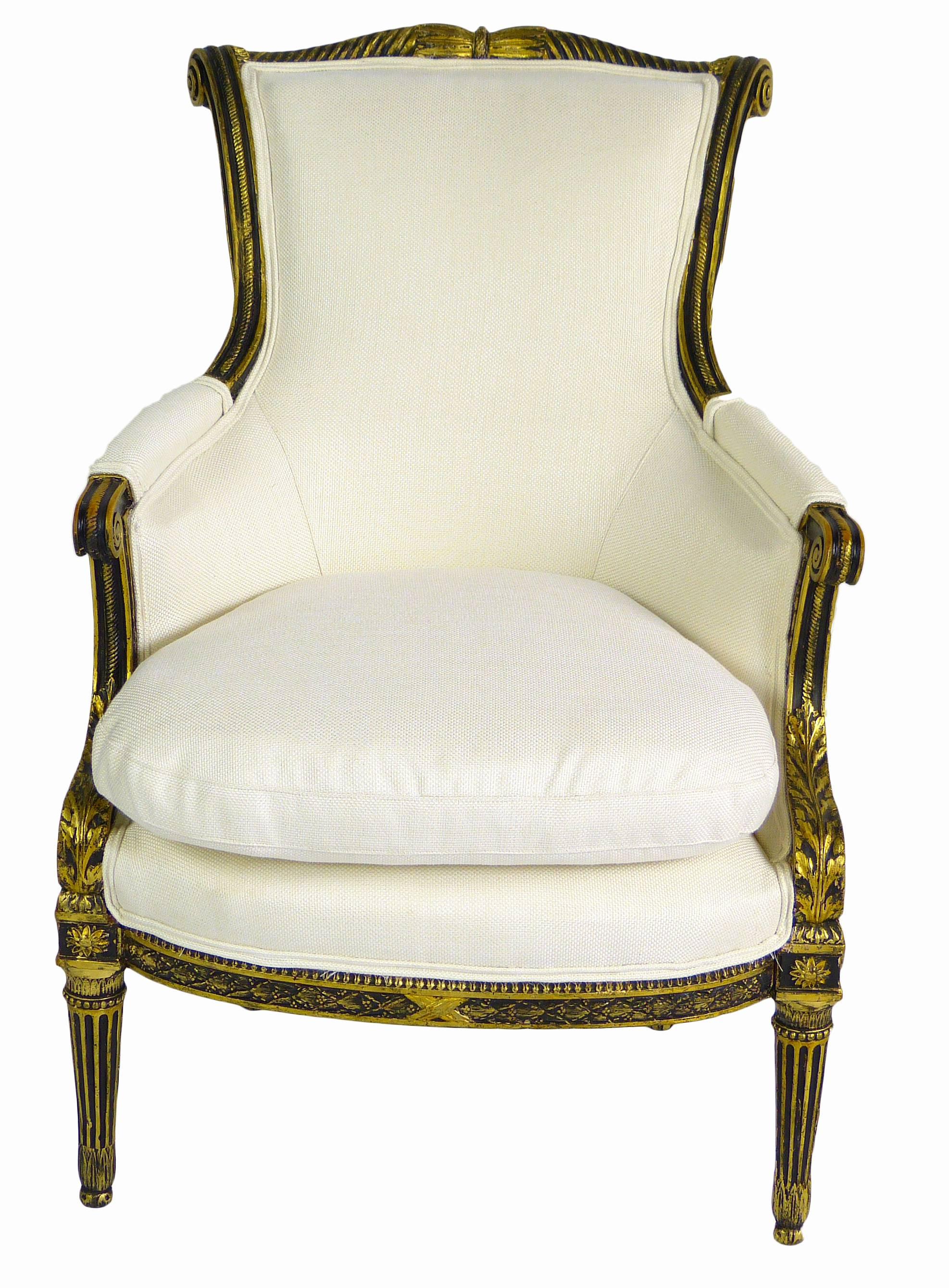 Fine French Louis XVI fauteuil dating to the last quarter of the 18th century bearing the stamp of François-Claude Menant (1757-1793) who was declared Master on the 19th of September of 1786. The fauteuil bears his characteristic stamp FC MENANT as