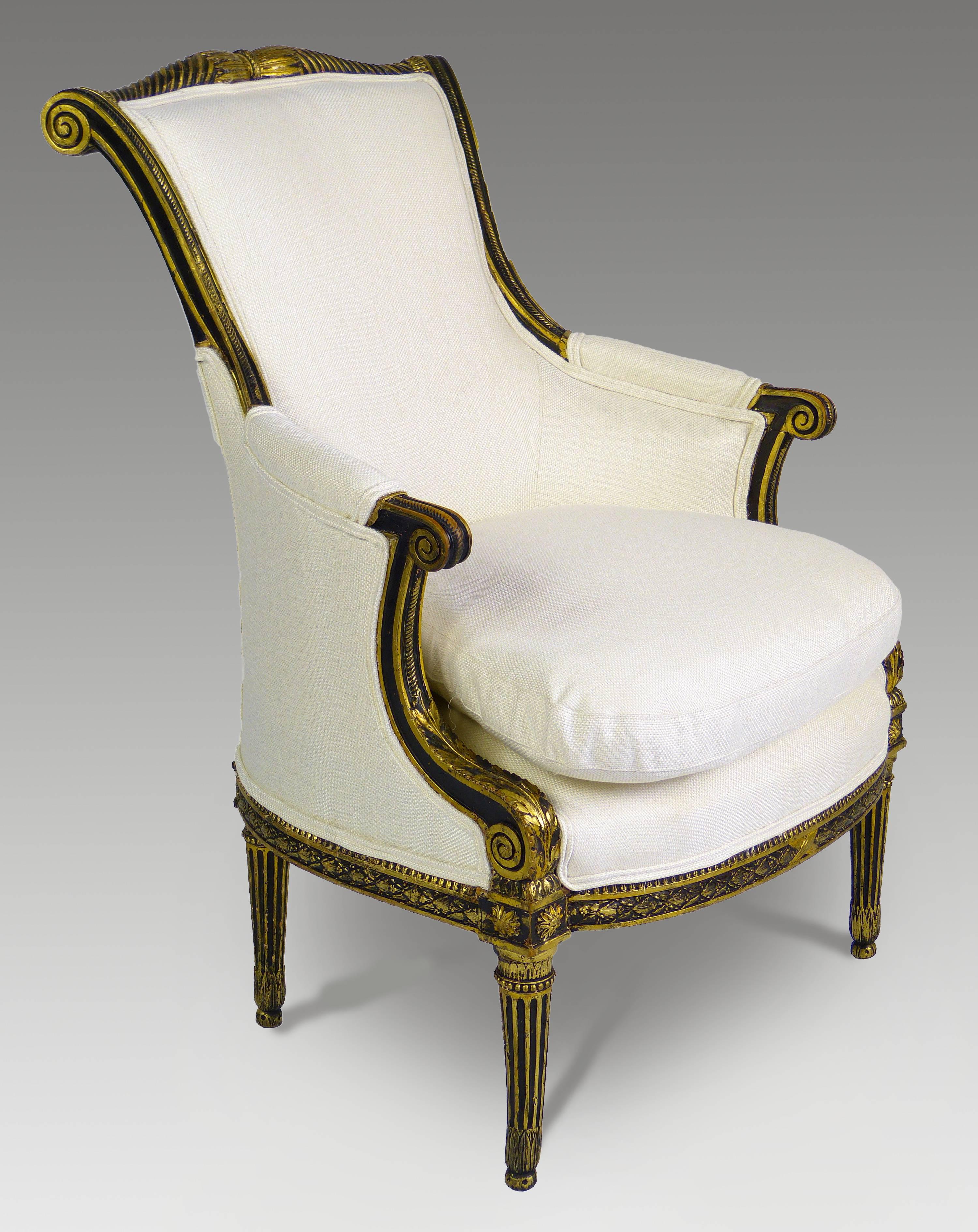 Armchair French Fauteuil 18th Century Louis XVI  by FC Menant In Excellent Condition In Santander, ES