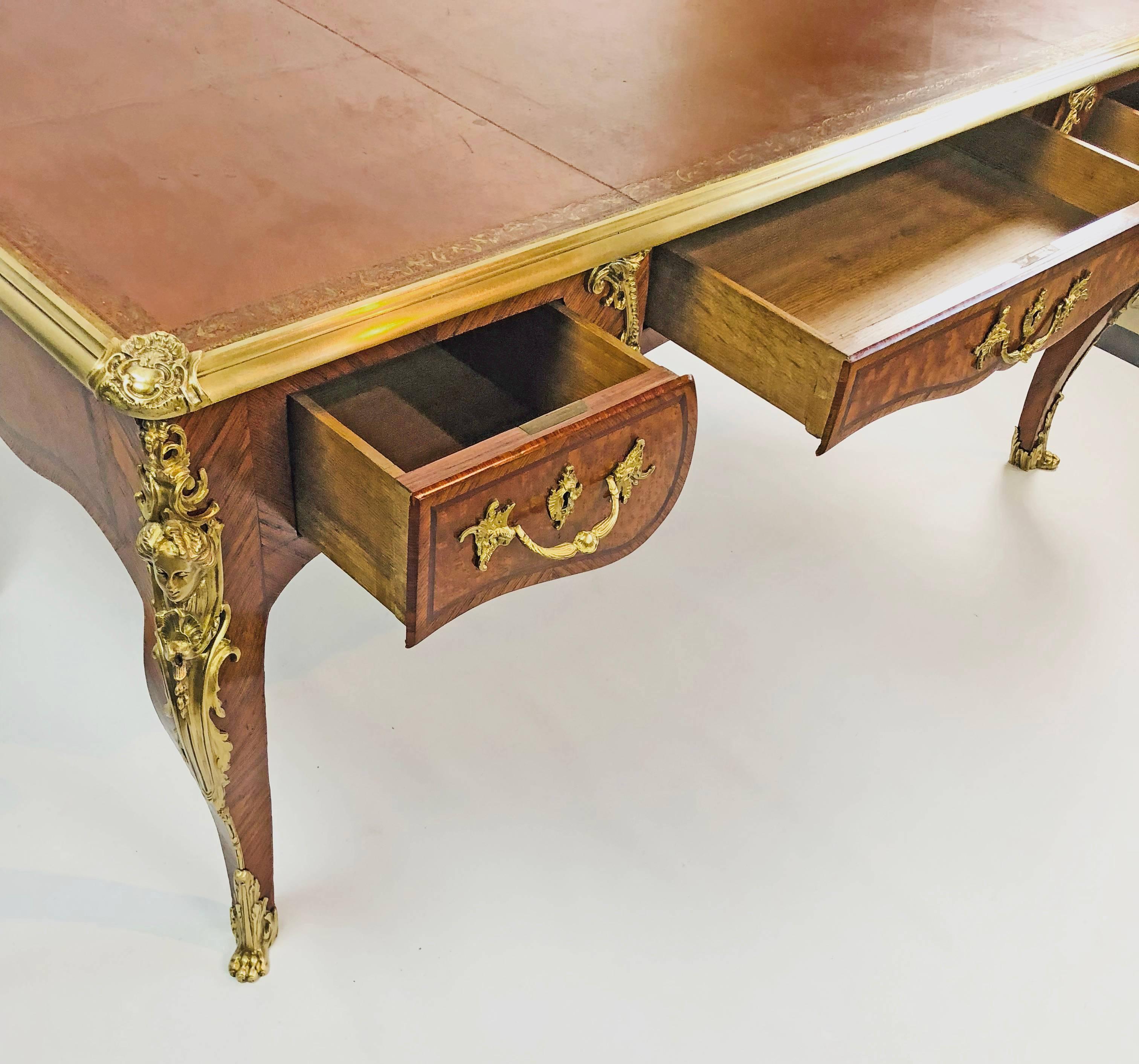 Desk Bureau Plat 19th Century in the Louis XV Manner 1
