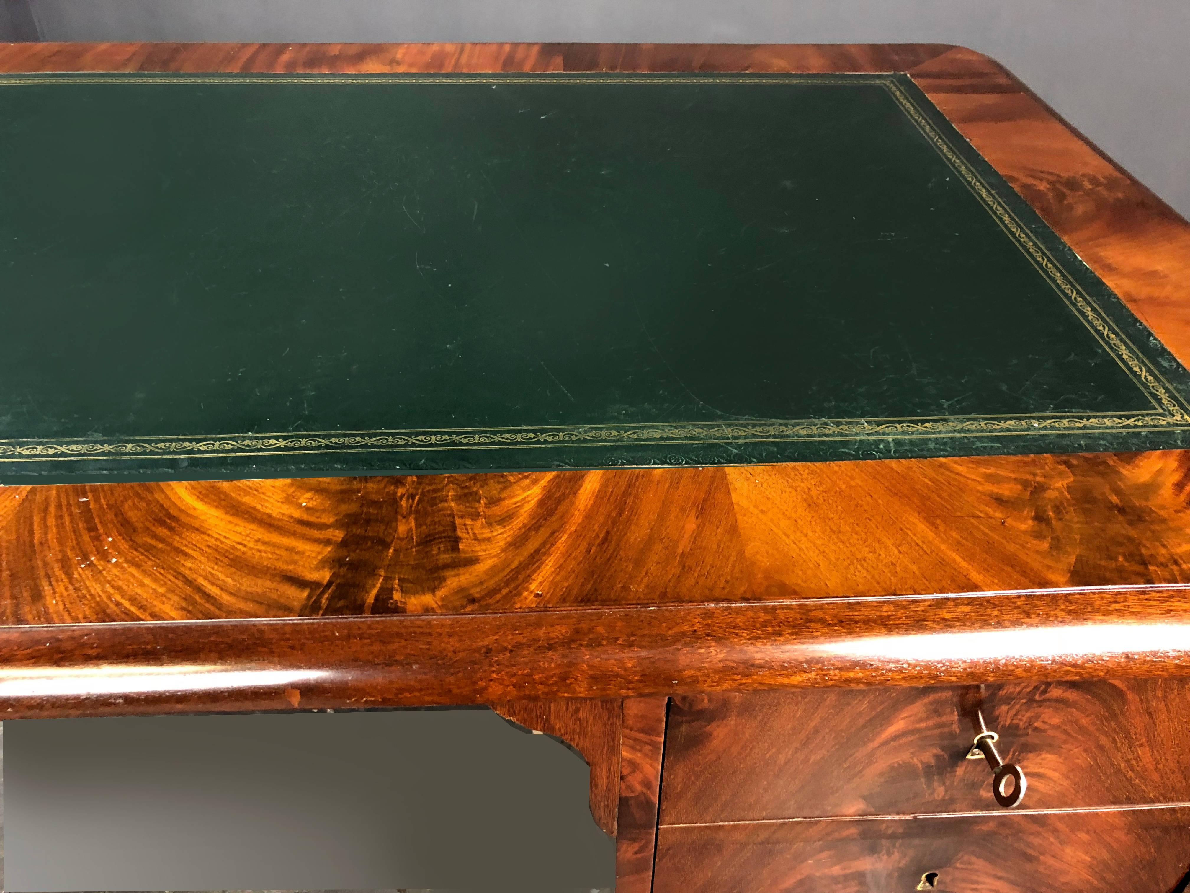 Desk 19th Century French Louis Philippe Period Flame Mahogany 2