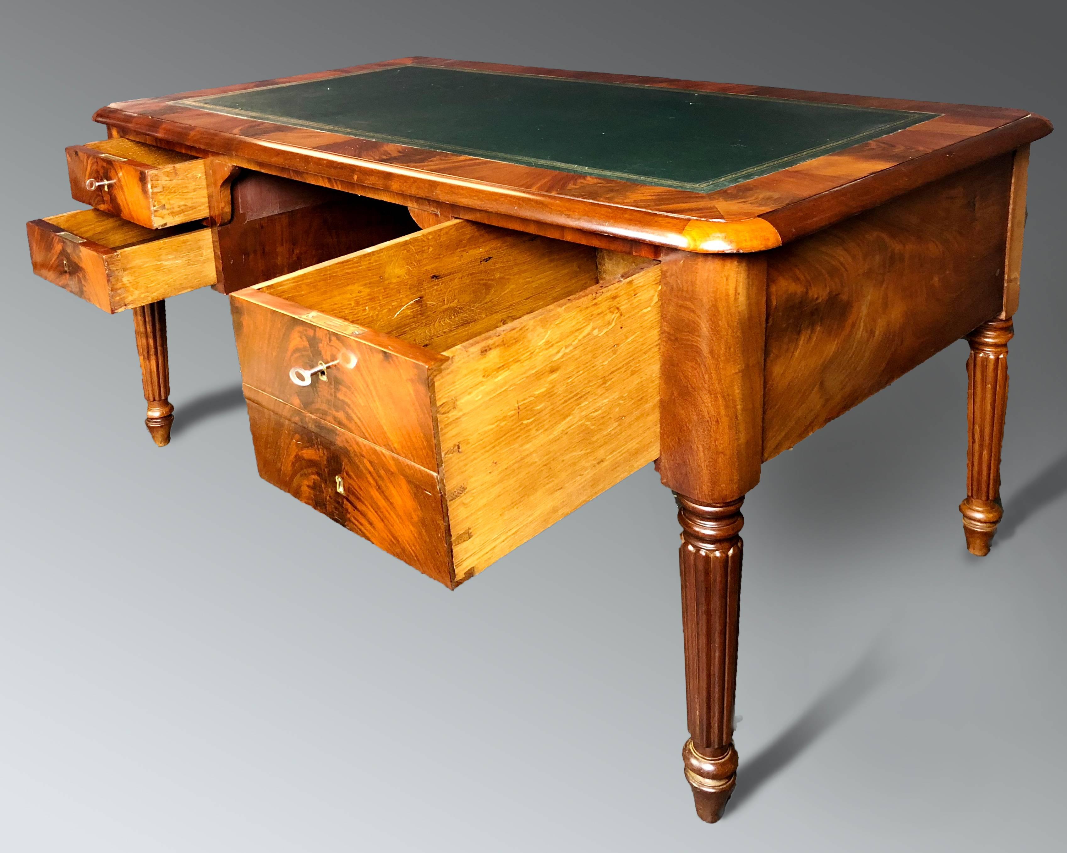 Desk 19th Century French Louis Philippe Period Flame Mahogany 4