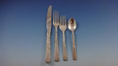 Rose Motif by Stieff Sterling Silver Flatware Set of Eight Service 32 Pieces