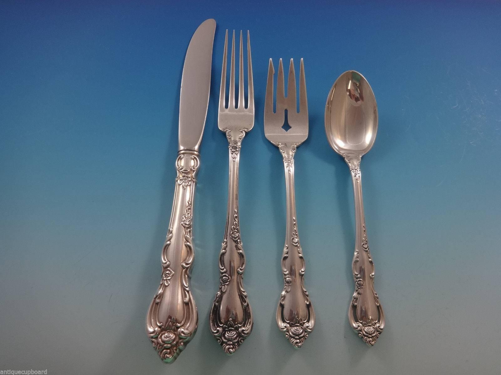 Danish Baroque by Towle sterling silver flatware set of 67 pieces. This set includes:

12 knives, 9