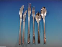 Arne Jacobsen by Michelsen Sterling Silver Flatware Set Mid-Century Modern 48 Pc
