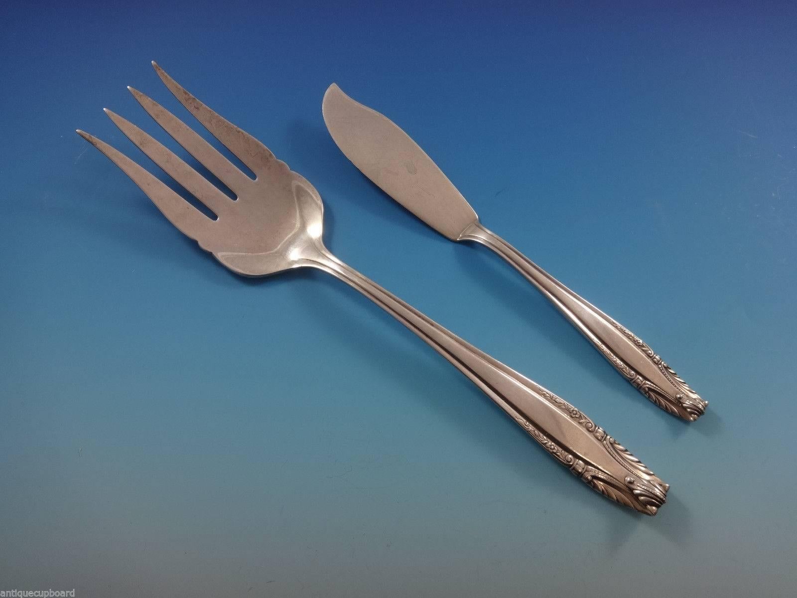 Mid-20th Century Stradivari by Wallace Sterling Silver Flatware Set for Eight Service 57 Pieces For Sale
