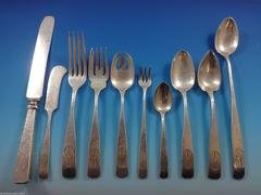 Elizabeth Tudor Hammered by Schofield Sterling Silver Flatware Set of 83 Pieces