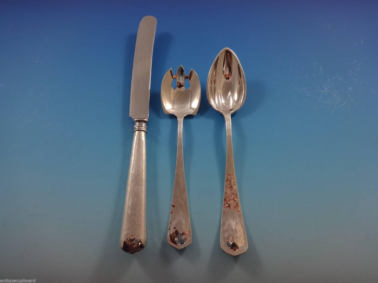 Lebolt Sterling Silver Flatware Set Hand Wrought Chicago 204 Pcs Arts & Crafts In Excellent Condition In Big Bend, WI