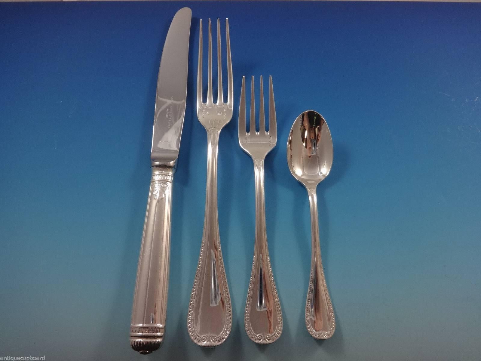 Malmaison by Christofle Sterling Silver Dinner Flatware Set 12 Service 40 Pcs In Excellent Condition In Big Bend, WI