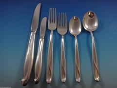 Silver Sculpture by R&B Sterling Silver Flatware Set 12 Service 84 Pieces Modern