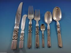 Scroll by Georg Jensen Sterling Silver Flatware Dinner Set of 12 Service
