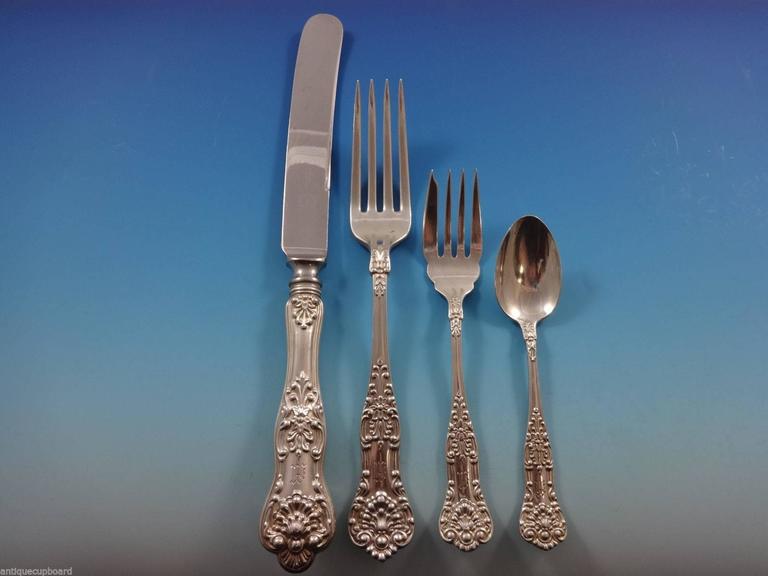 Queens by Birks Sterling Silver Dinner Flatware Set 8 Service 65 Pieces