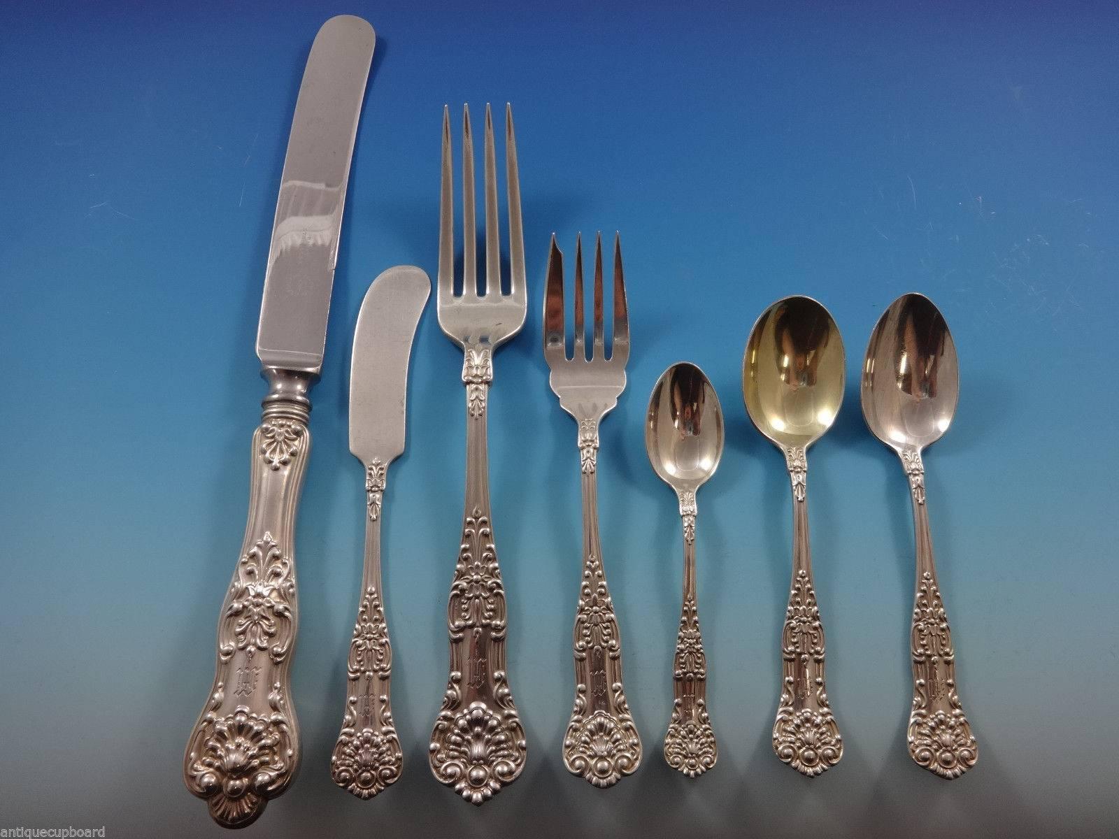 Birks sterling flatware set.

Beautiful Queens by Birks (Canadian) sterling silver flatware set of 65 pieces. This set includes:

Eight dinner size knives, 10