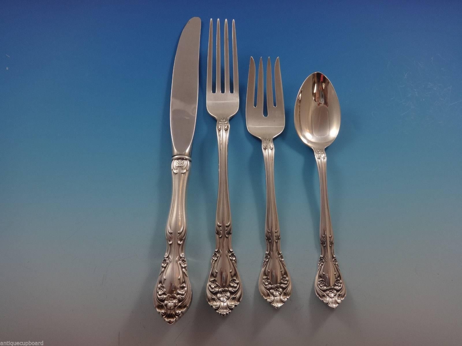 Chateau Rose by Alvin Sterling Silver Flatware Set for Eight Service 53 Pieces In Excellent Condition In Big Bend, WI