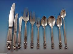 Acorn by Georg Jensen Sterling Silver Dinner Flatware Set Service 93 Pieces