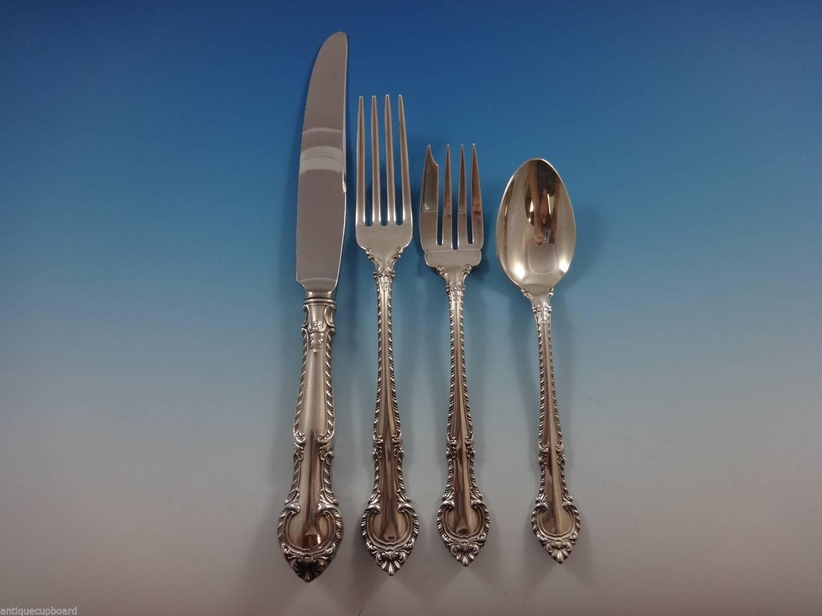 English Gadroon by Gorham Sterling Silver Flatware Set for 8 Service 95 Pieces In Excellent Condition In Big Bend, WI