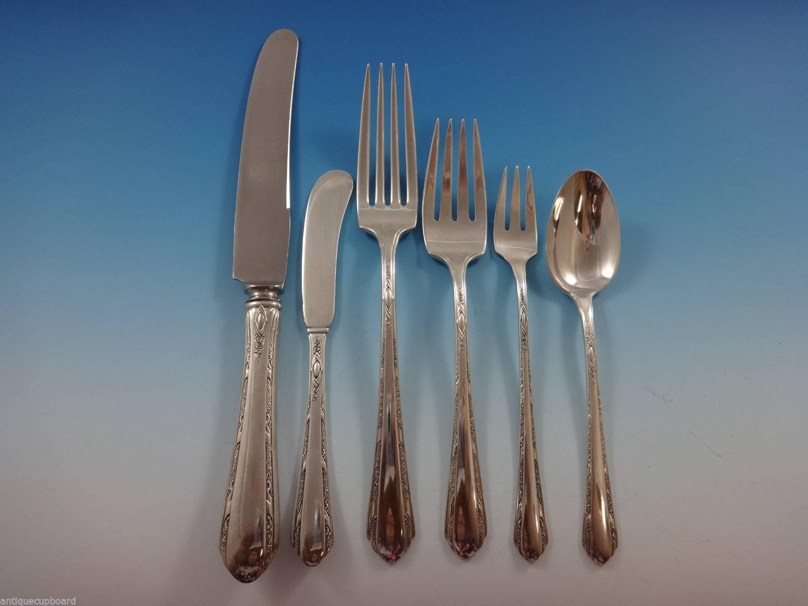 Lovely Chased Diana by Towle sterling silver flatware set, 81 pieces. This set includes:

12 knives, 8 7/8