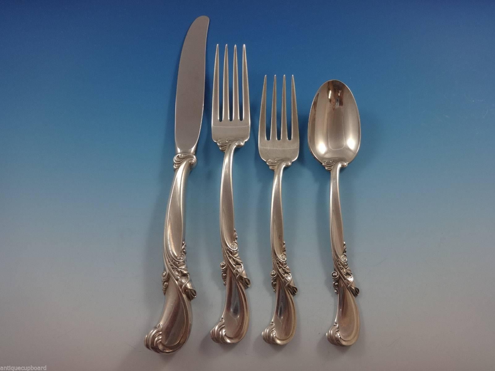 Waltz of Spring by Wallace Sterling Silver Flatware Service Set 53 Pieces In Excellent Condition For Sale In Big Bend, WI