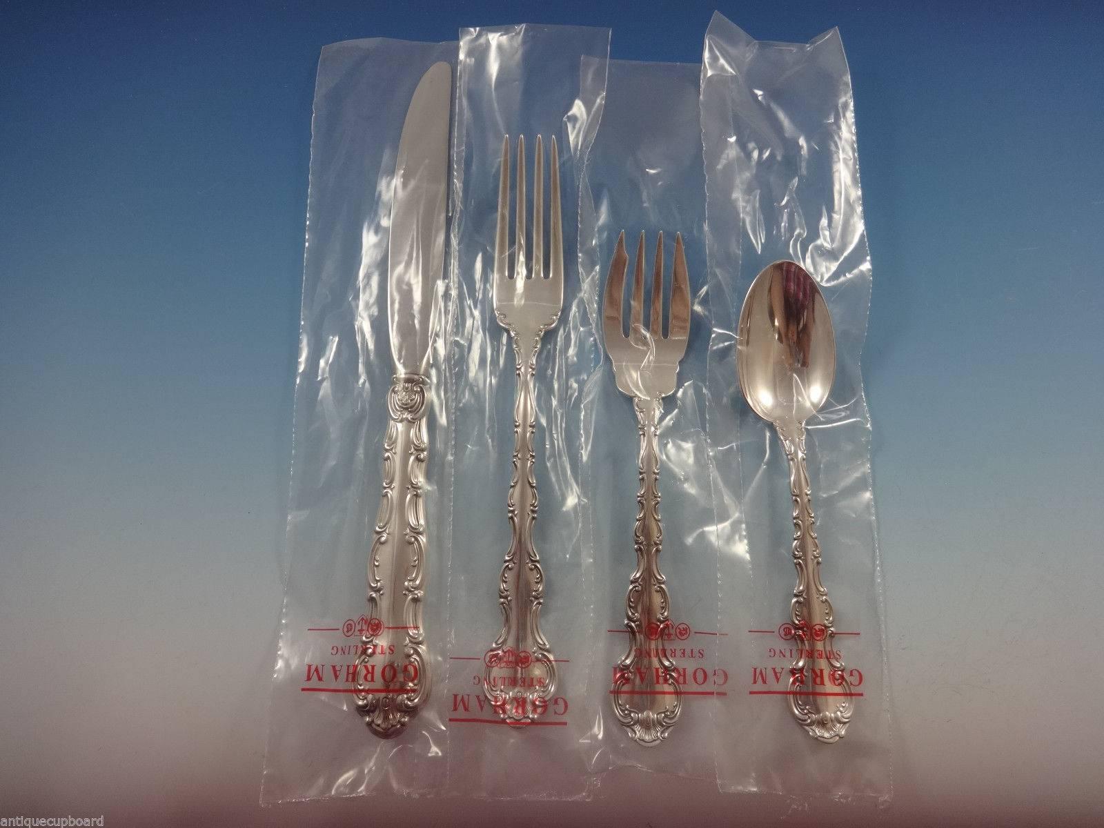 Rococo Strasbourg by Gorham Sterling Silver Flatware Place Size Set Service 67 Pcs New