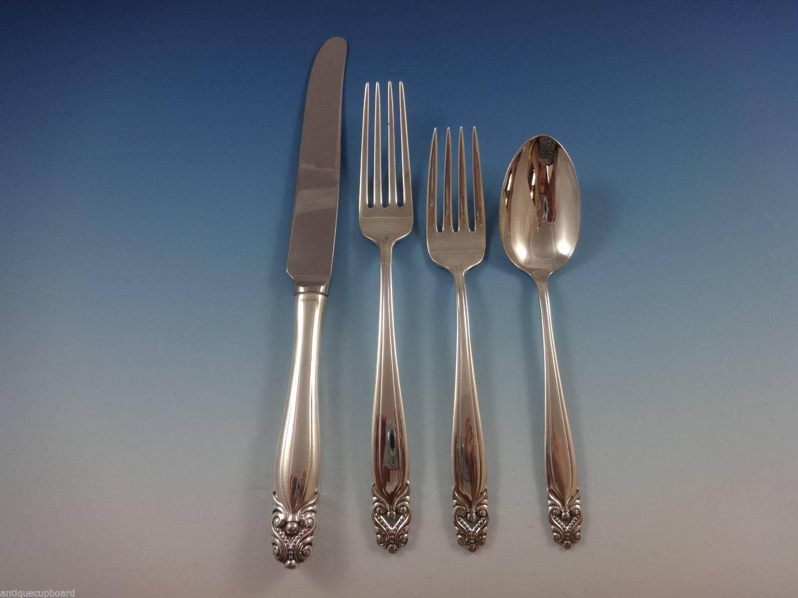 King Christian by Wallace Sterling Silver Flatware Set for 12 Service 67 Pieces In Excellent Condition For Sale In Big Bend, WI