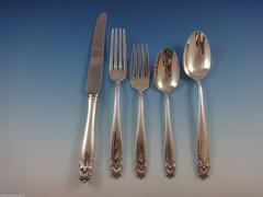 Set di posate in argento Sterling King Christian by Wallace per 12 persone 67 pezzi