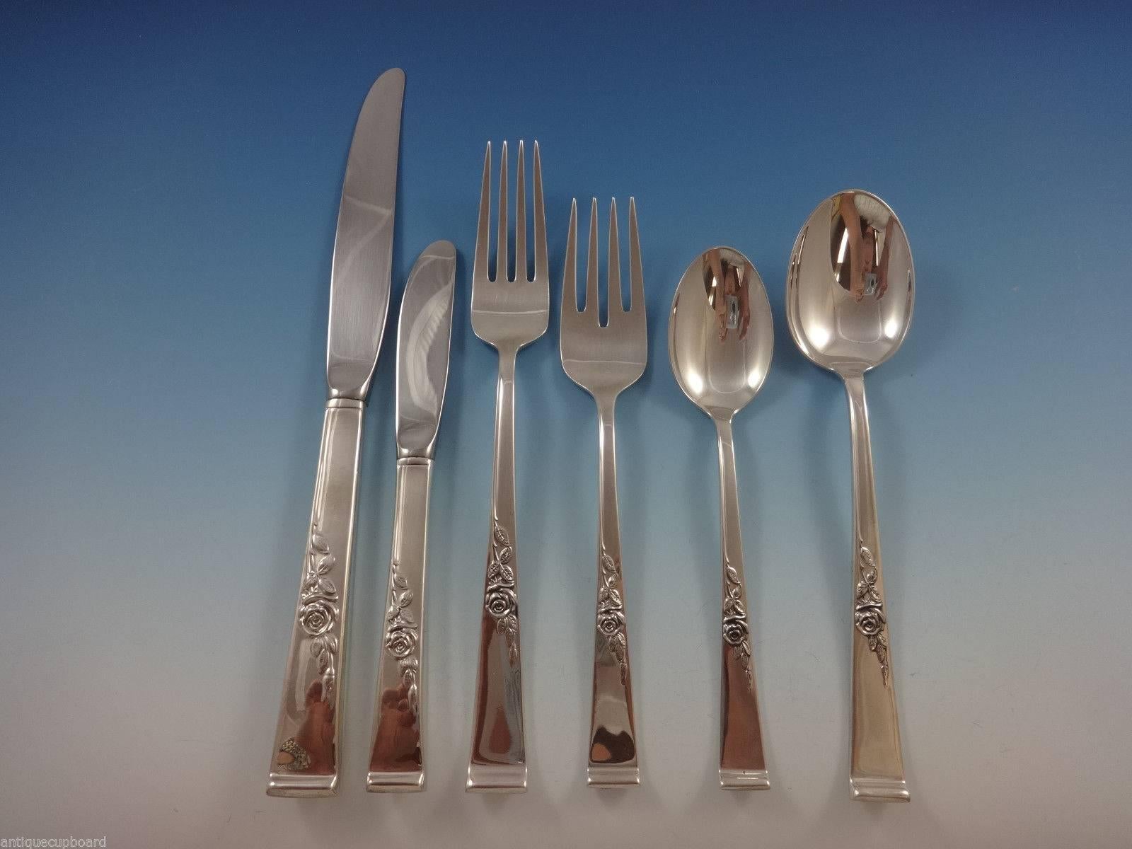 Beautiful Classic Rose by Reed & Barton sterling silver flatware set - 77 pieces. This set includes:

12 knives, 9 1/8