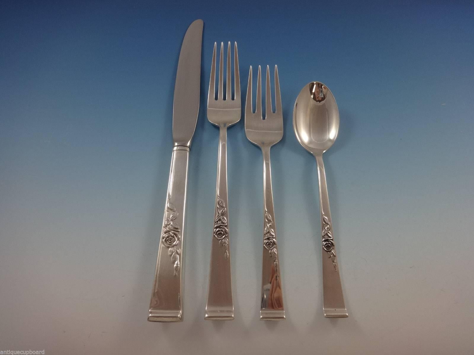 Classic Rose by Reed & Barton Sterling Silver Flatware Set 12 Service 77 Pieces In Excellent Condition In Big Bend, WI