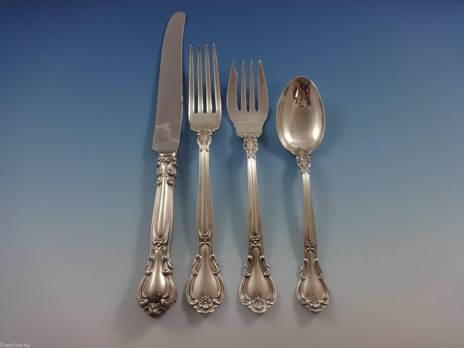 Chantilly by Gorham Sterling Silver Flatware Set for Eight Service 51 Pieces In Excellent Condition In Big Bend, WI