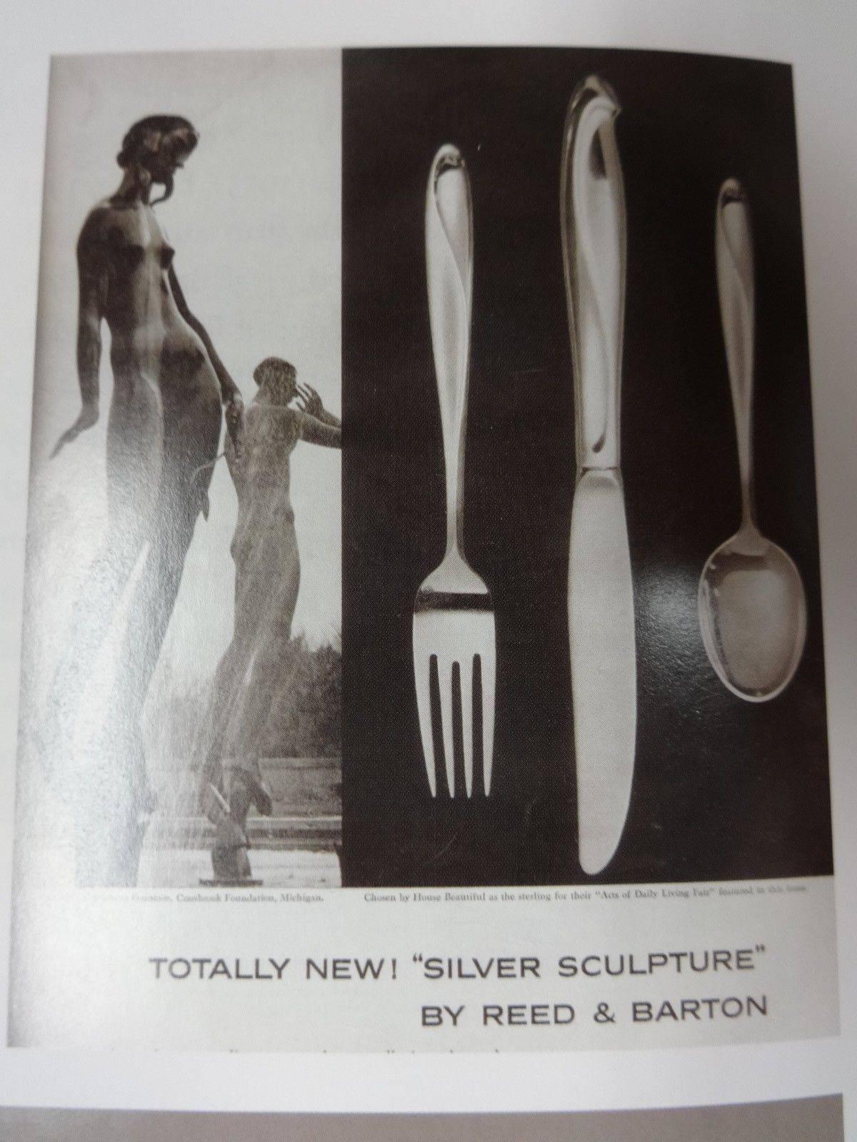 Escultura de plata de Reed & Barton Cubertería de plata de ley Juego de 8 cubiertos 49 piezas en venta 1
