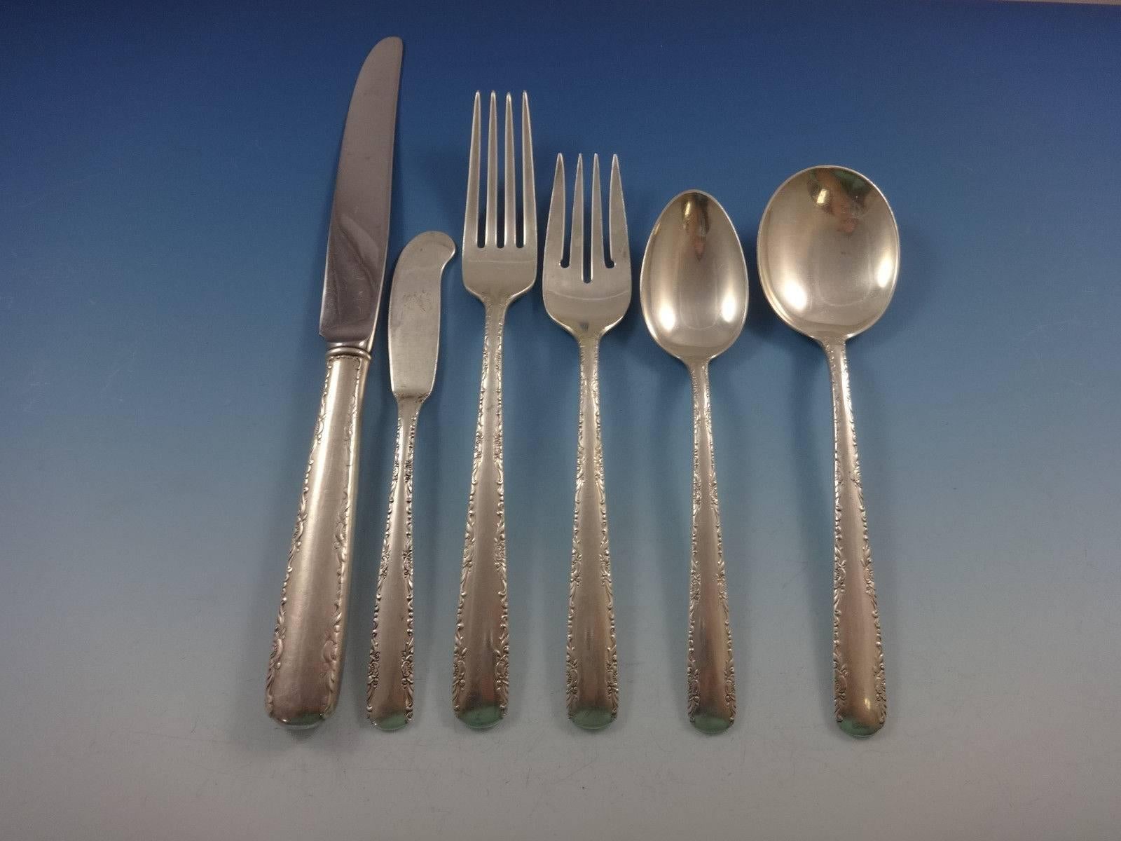 Camellia by Gorham sterling silver flatware set, 49 pieces. This set includes:

Eight knives, 8 3/4
