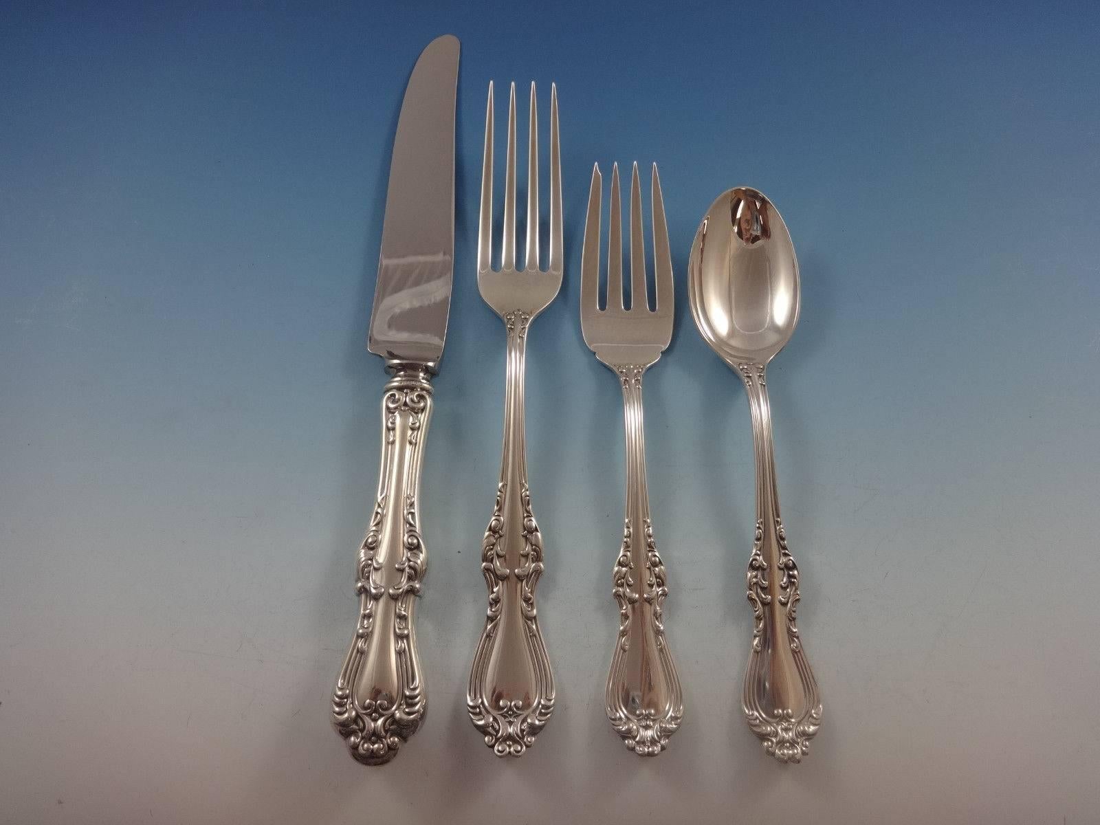 Countess by Frank Smith Sterling Silver Flatware Service 12 Set 66 Pcs In Excellent Condition For Sale In Big Bend, WI