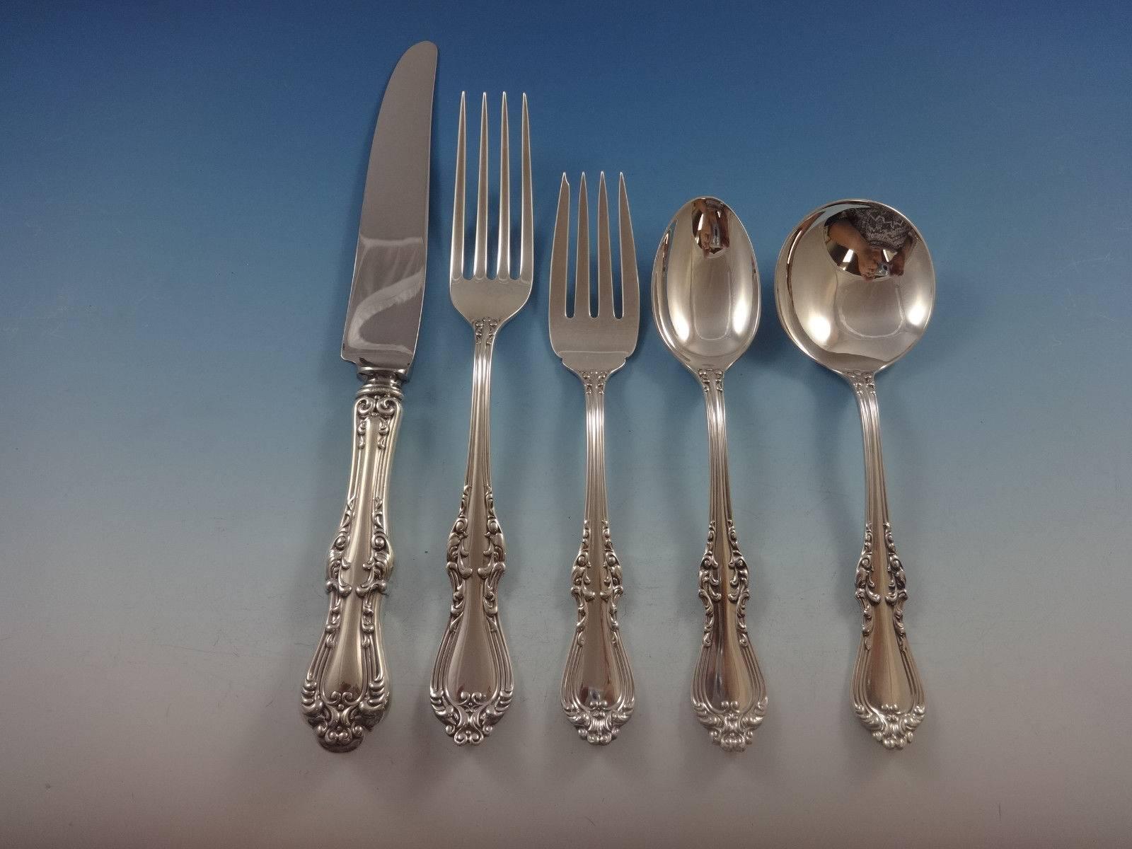 Countess, a stately flatware design rich with ornamentation graces this regal pattern. An elegant addition to any table.

Beautiful Countess by Frank Smith sterling silver flatware set, 66 pieces. This set includes:

12 knives, 8 3/4